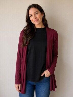 Lock & Love Women's Burgundy Long Sleeve Sweater Wrap Covering Size Large